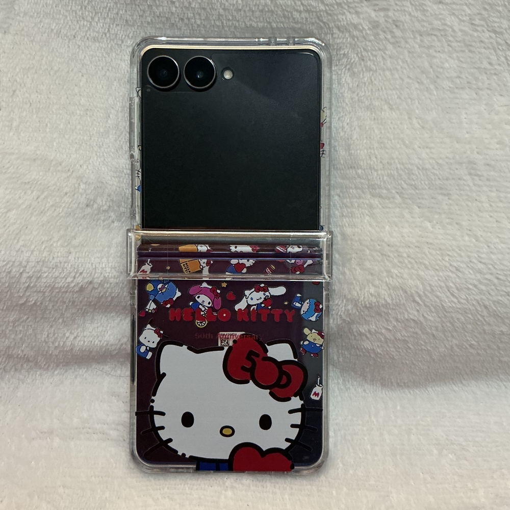 Galaxy Z Flip 7 Clear Hello Kitty Case
